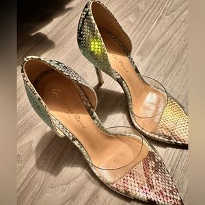 Gianvito Rossi plexi leather snakeskin heels